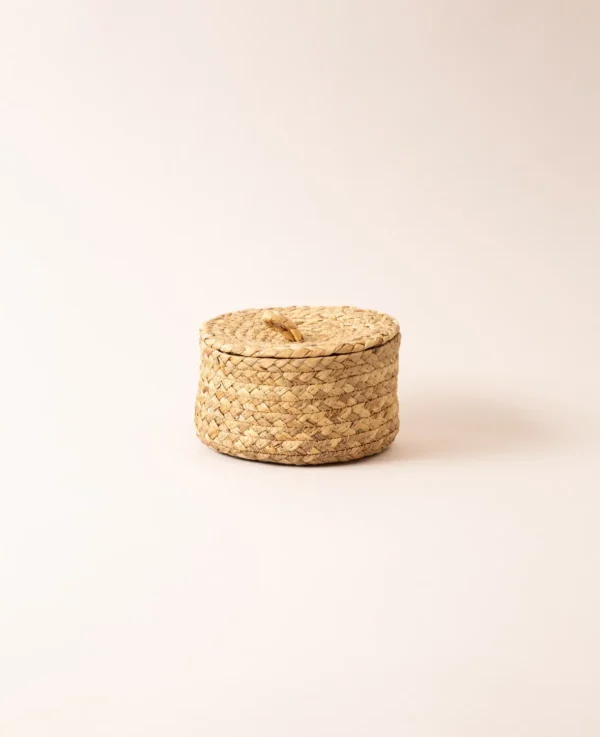 Dunkler Korb mit Deckel, D17cm