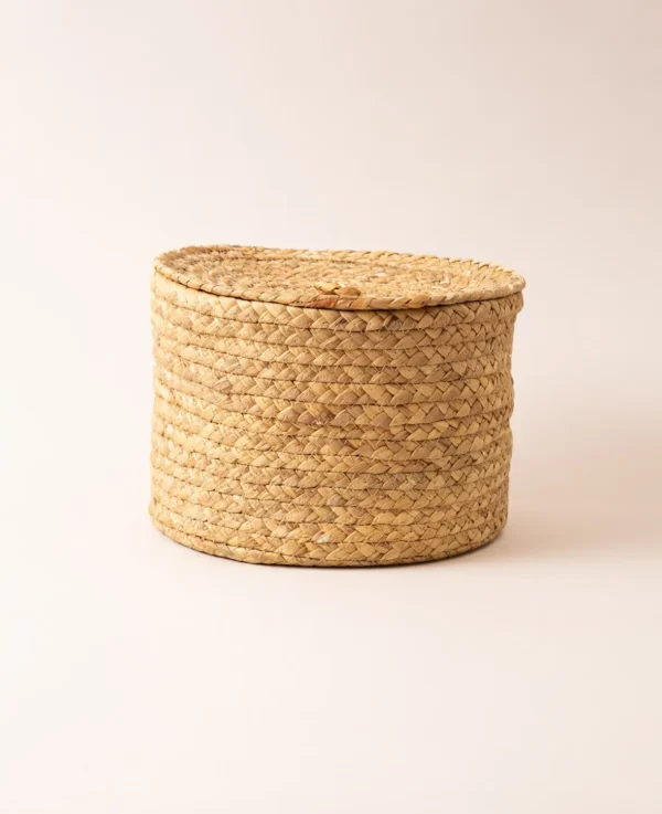 Dunkler Korb mit Deckel, D25cm
