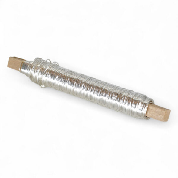 Fil d'enroulement 'laqué' 0.50mm x 50m 100gr sur tige en bois argenté