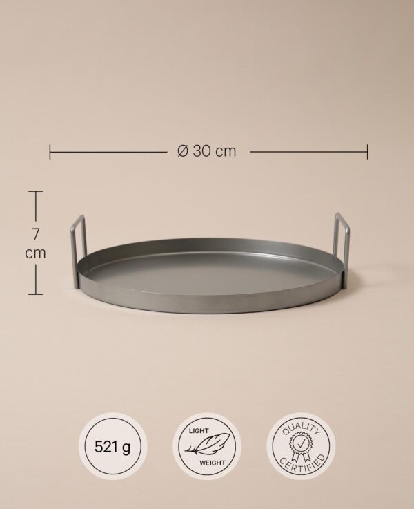 Metalltablett rund silber, 30cm - Bild 3