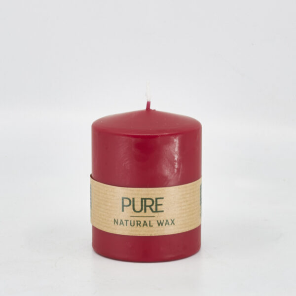 Bougie en cire naturelle 'rouge carmin' Ø70mm hauteur 90mm