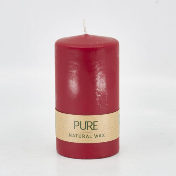 Bougie en cire naturelle 'rouge carmin' Ø70mm hauteur 130mm