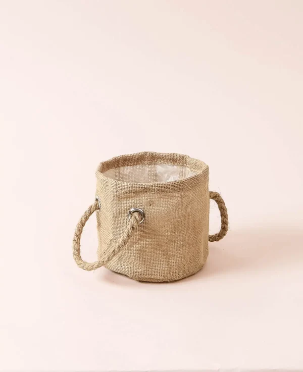 Stoffblumentopf, jute, 14cm – Image 2