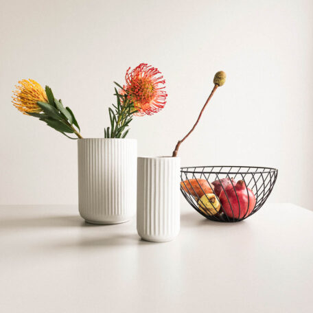 Scandi Vase, gerillt, grau