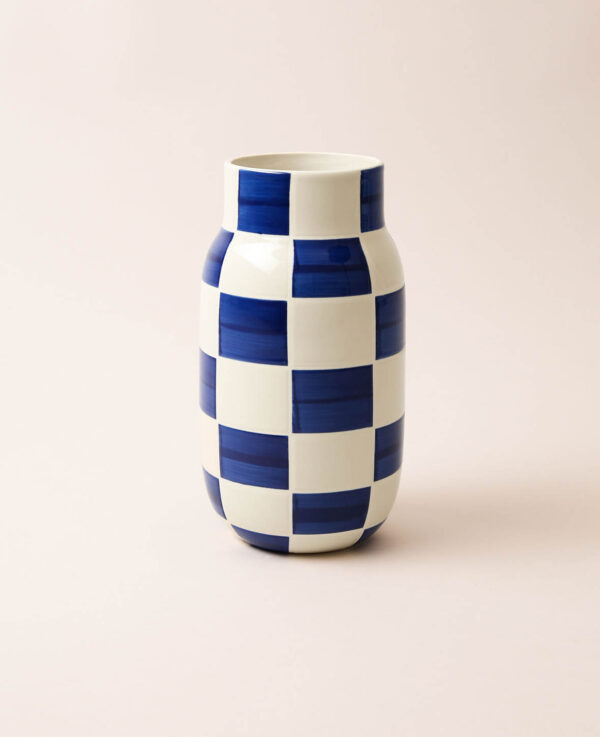 Vase en céramique, bleu carré,13.5x25cm