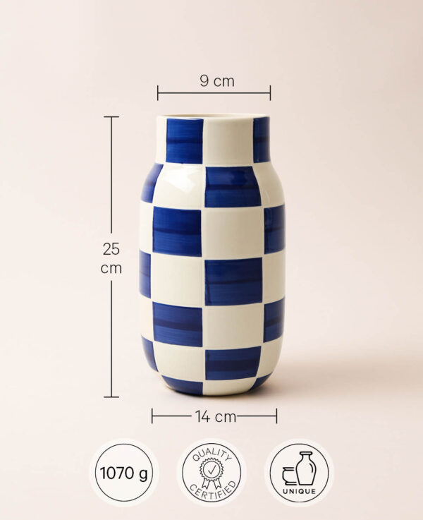 Keramikvase, carré blau,13.5x25cm – Image 3