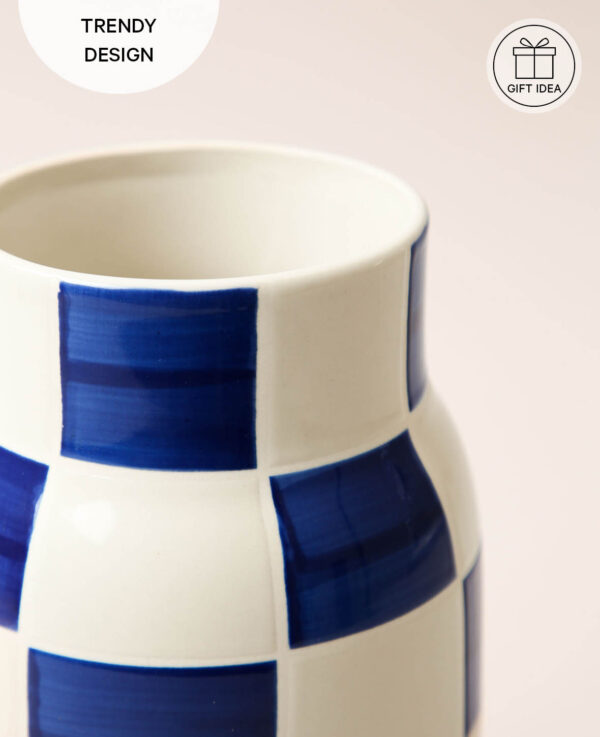 Keramikvase, carré blau,13.5x25cm – Image 4