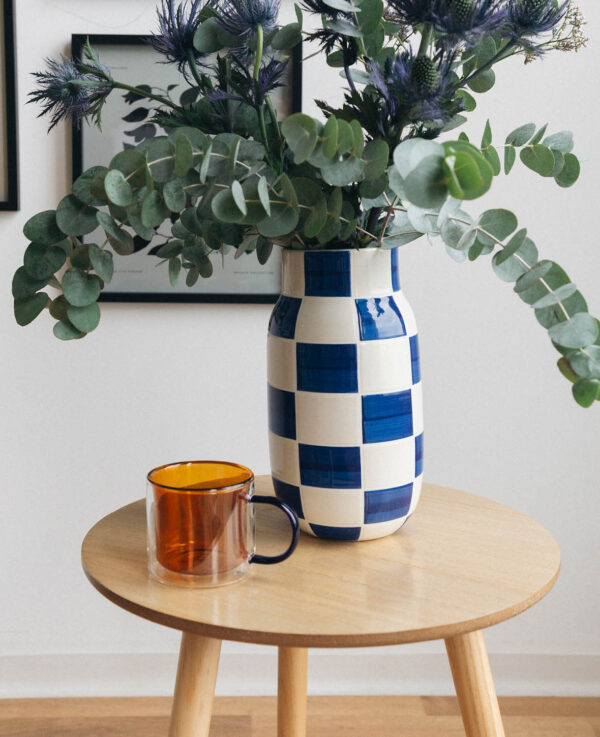 Keramikvase, carré blau,13.5x25cm – Image 6