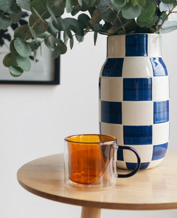 Keramikvase, carré blau,13.5x25cm – Image 7