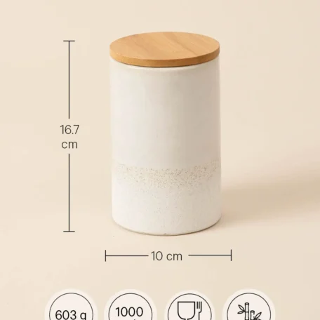 Caisse en pierre ronde, beige, H16.7 x D10cm