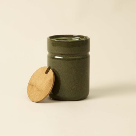 Keramik Dose, olive, 11x16cm