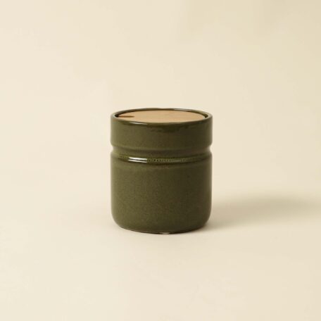 Keramik Dose, olive, 11x12cm