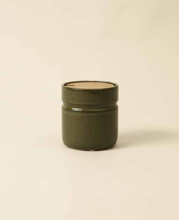 Keramik Dose, olive, 11x12cm