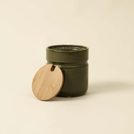 Keramik Dose, olive, 11x12cm