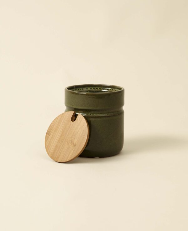 Keramik Dose, olive, 11x12cm - Bild 2