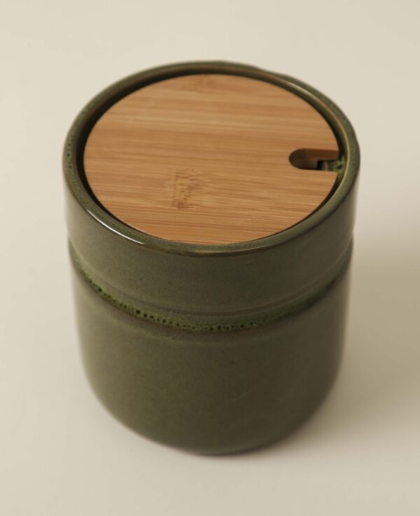 Keramik Dose, olive, 11x12cm - Bild 3