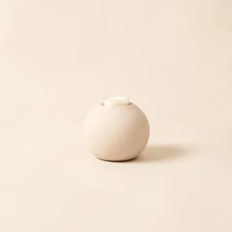 Teelichthalter Kugelform, Beige
