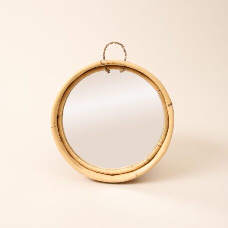 Miroir rond en rotin, D 30 cm