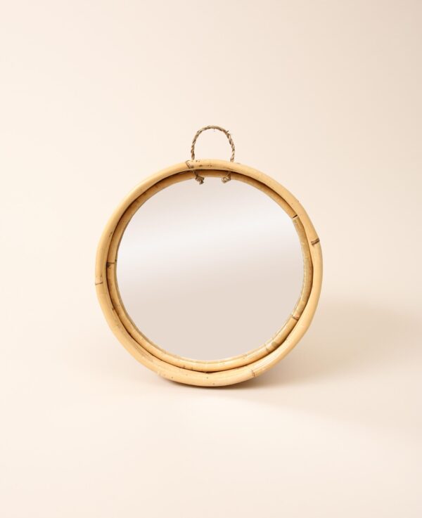 Miroir rond en rotin, D 30 cm