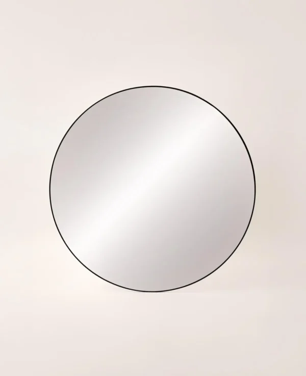 Runder Wandspiegel, schwarz D59cm