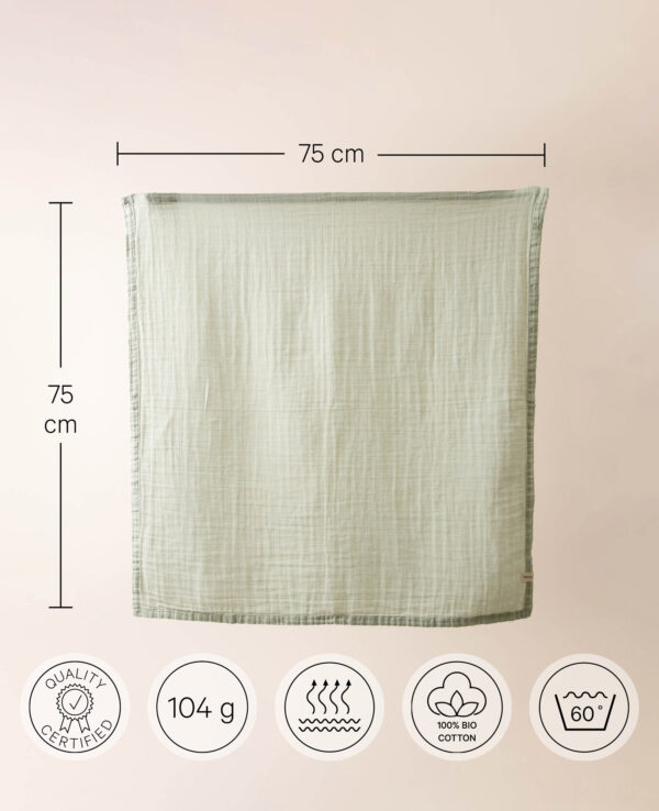 Musselin Tuch, 75x75, salbei – Image 3