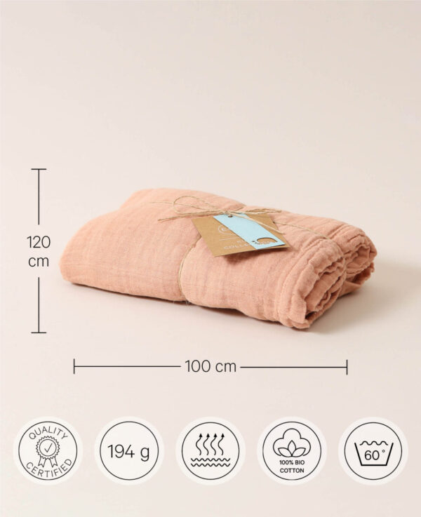Musselin Tuch, 120x100cm, peach – Image 2