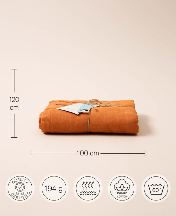 Musselin Tuch, 120x100,dusty orange – Image 3