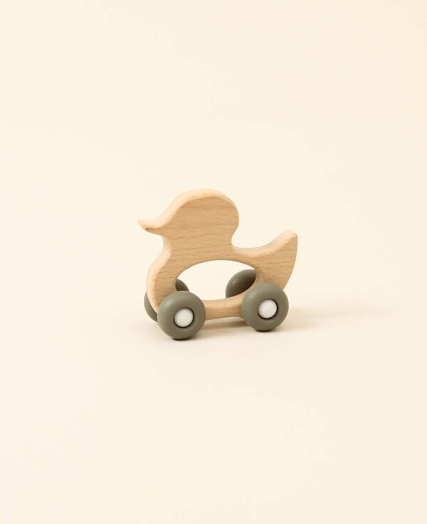 Anneau de dentition pour bébé, canard en bois, taupe