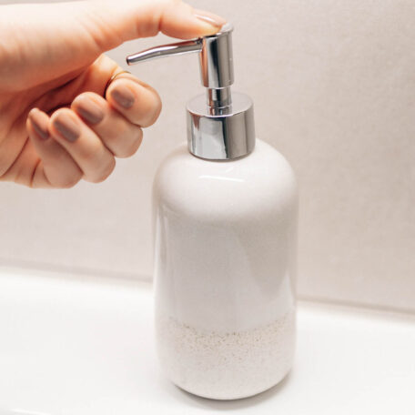 Distributeur de savon, céramique, beige
