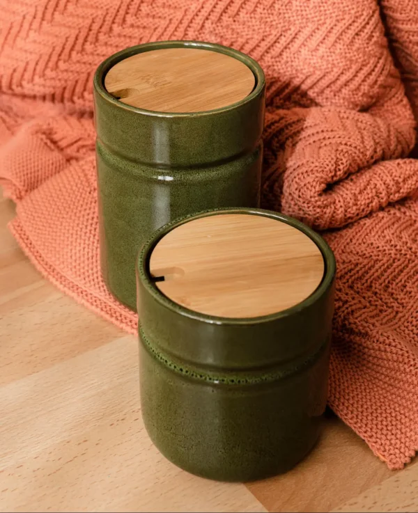 Keramik Dose, olive, 11x16cm – Image 2