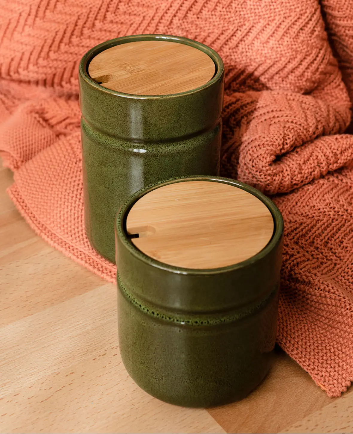 Keramik Dose, olive, 11x12cm – Image 2