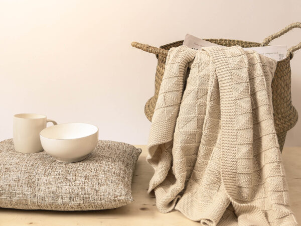 Strickdecke, beige, 130x170cm – Image 3