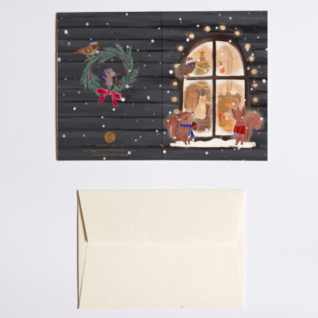 Cartes de vœux peintes à la main -3 séries d'amis d'hiver