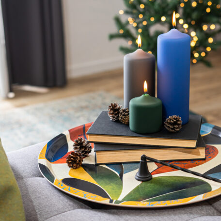 Plateau en bois de bouleau 'Leaves', Ø 46 cm