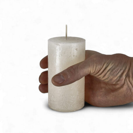 Kerze Rustic 'Wollweiss' Ø60mm Höhe 110mm