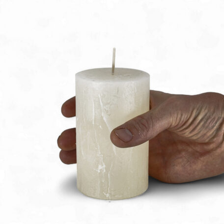 Kerze Rustic 'Wollweiss' Ø70mm Höhe 110mm