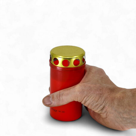 Grablicht 'Golddeckel Nr.3' rot - 36h - 120x68mm