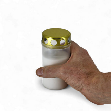 Grablicht 'Golddeckel Nr.3' weiss - 36h - 120x68mm