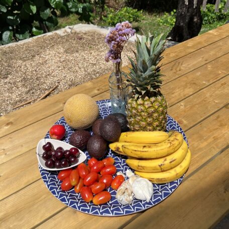 Plateau en bois de bouleau 'Aveiro Blue', Ø 46 cm