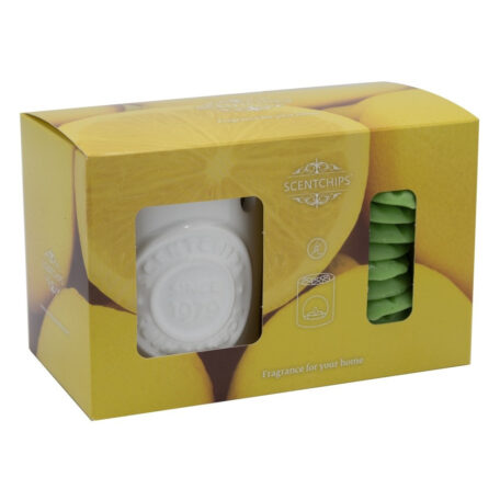 Set cadeau Burner blanc & cire parfumée à la citronnelle