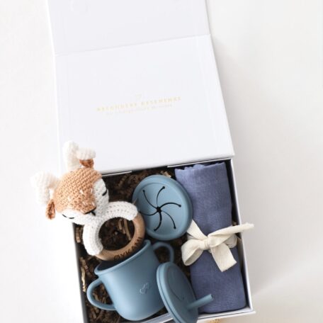 Boîte cadeau bébé bleue 