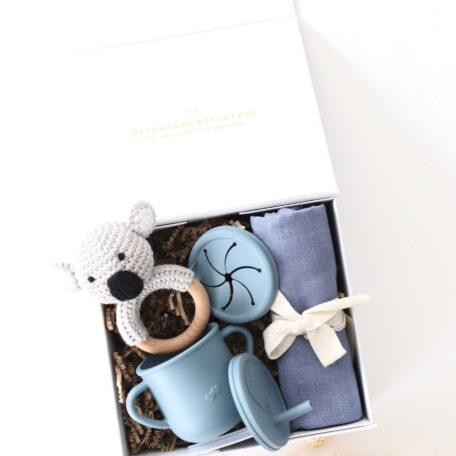 Boîte cadeau bébé bleue 