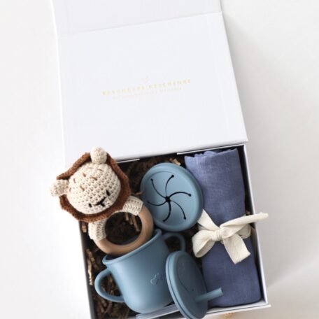 Boîte cadeau bébé bleue 
