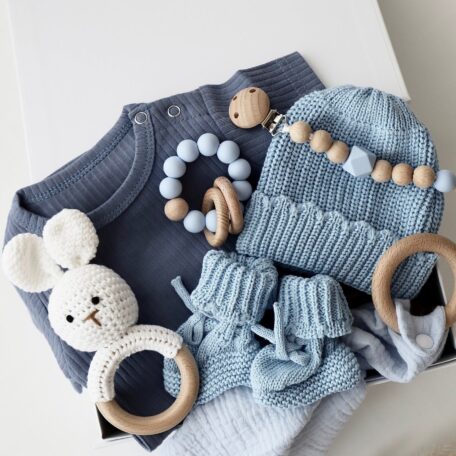 Boîte cadeau bébé bleue 