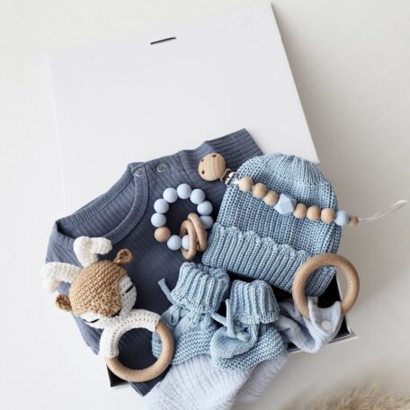 Boîte cadeau bébé bleue 