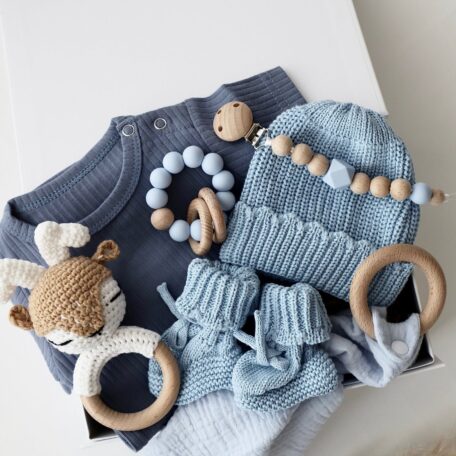 Boîte cadeau bébé bleue 
