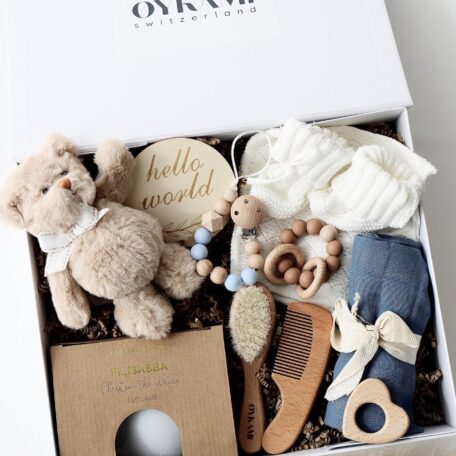 Boîte cadeau bébé bleue 