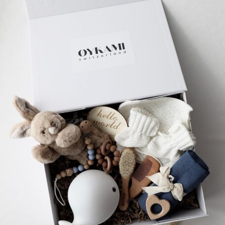 Boîte cadeau bébé bleue 