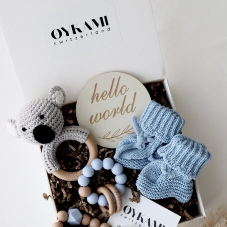 Boîte cadeau bébé bleue 