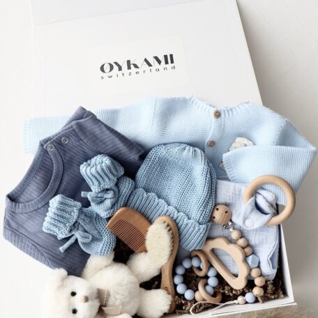 Boîte cadeau bébé bleue 